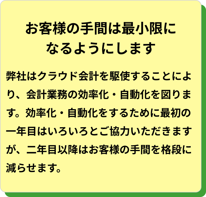 お客様の手間は最小限になるようにします